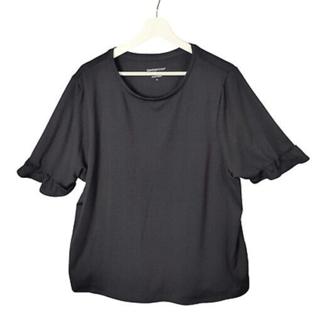 Comfort Code Cuddl‎ Duds Ruffle Sleeve Blouse Comfy Casual Black Wokmens Size 1X